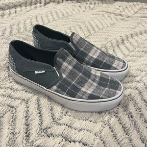 Plaid slip-on Vans